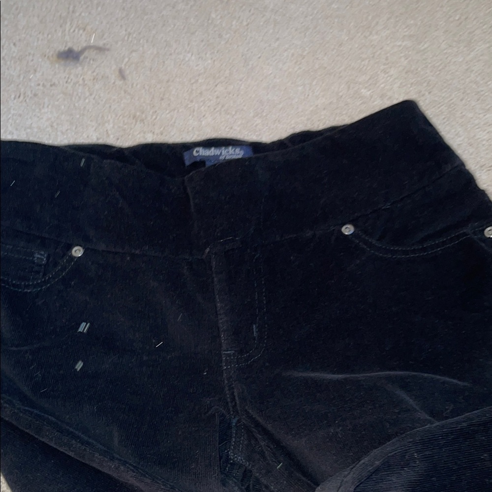 Chadwicks Petite Black Straight Leg Pull On Cords - Picture 7 of 9
